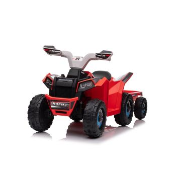 Beast Elfyrhjuling till barn med släpvagn 6V röd